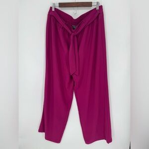 New York Clothing Company Magenta Tie-Waist Wide-Leg Flowy Pants Size XL